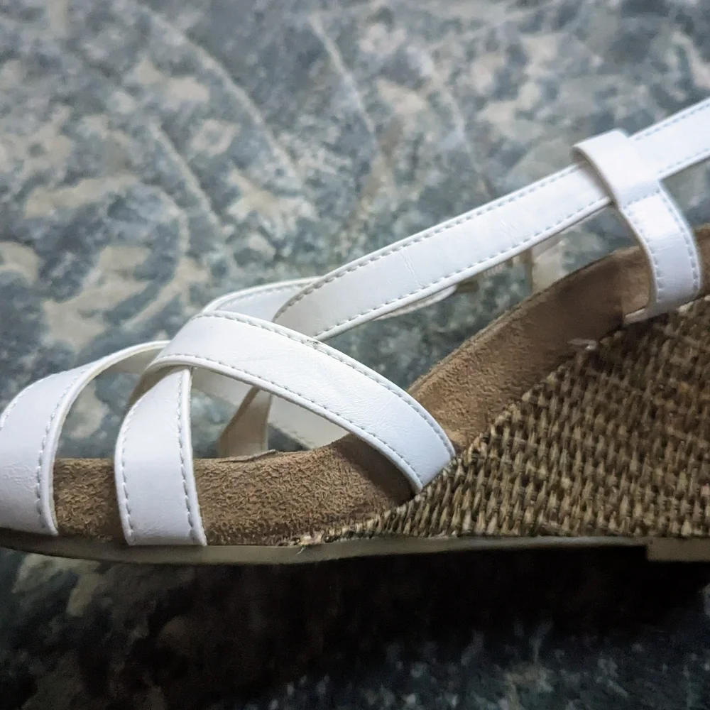 White Strappy Aerosoles Wedges - Picture 7 of 13